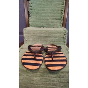 Michael Kors Women's Blue and Tan Stripe Thong Sandals Size 7‎
